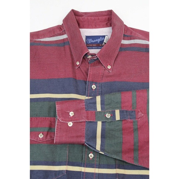 Vtg Wrangler Shirt Men's XL Striped Brushpopper Western X-Long Tails Long Sleeve - Picture 2 of 9